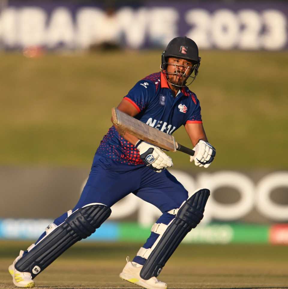 Karan KC sets off for a run, West Indies vs Nepal, World Cup Qualifier, Harare, June 22, 2023