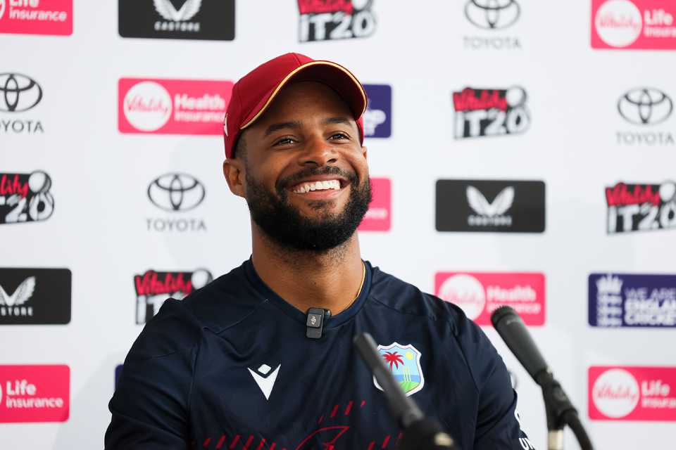 Shai Hope was all smiles at his press conference, Chester-le-Street, June 5, 2025