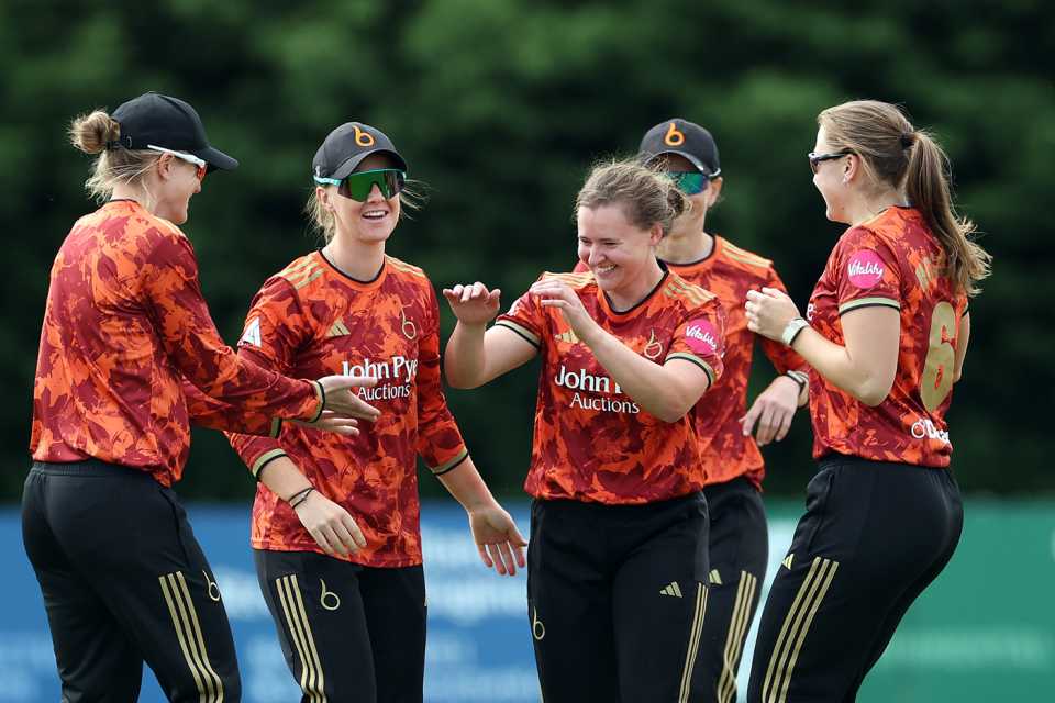 Kathryn Bryce claimed the big wicket of Lauren Winfield-Hill, The Blaze vs Essex, Women's T20 Blast, Derby, June 6, 2025