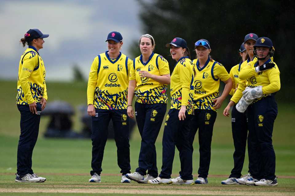 Durham's players celebrate a wicket, Hampshire vs Durham, Women's Vitality Blast, Arundel, June 7, 2025