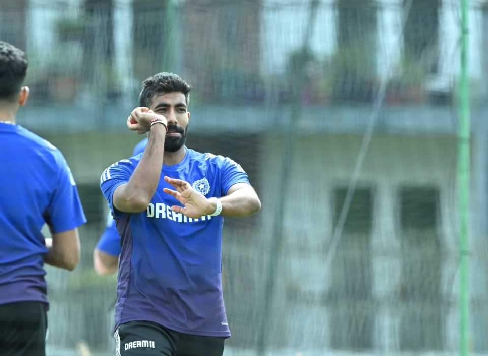 Jasprit Bumrah does his visualising before having a bowl, Beckenham, June 8, 2025
