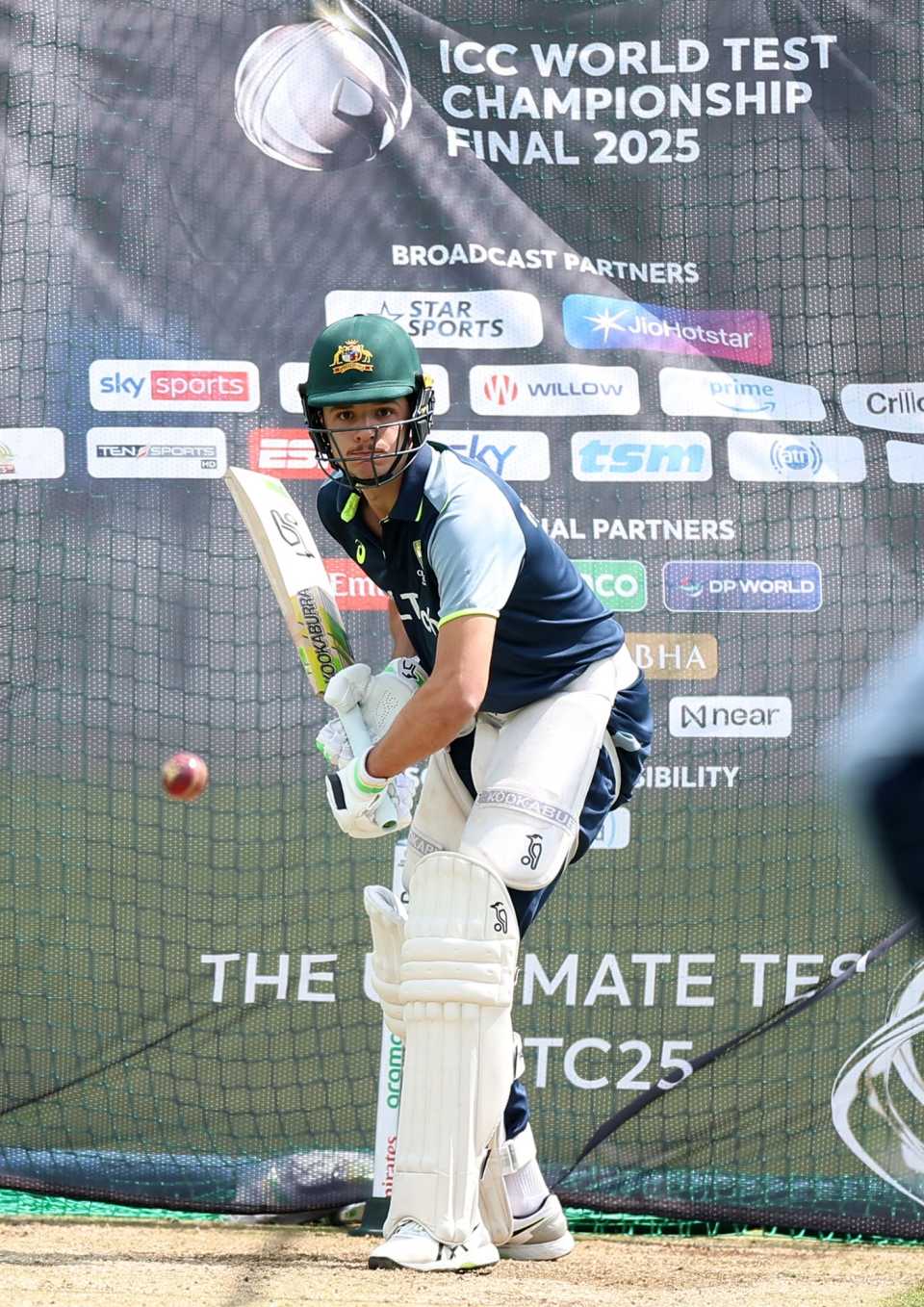 Sam Konstas has his eyes on the ball on the eve of the WTC final, Lord's, June 10, 2025