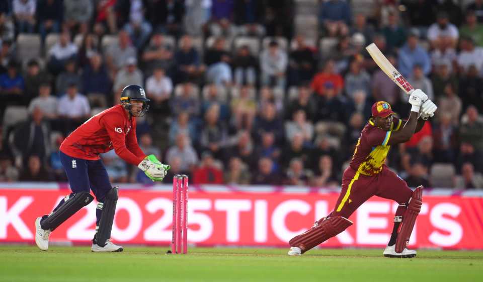 Rovman Powell fought to the end with an unbeaten 79 from 45 balls, England vs West Indies, 3rd T20I, Southampton, June 10, 2025
