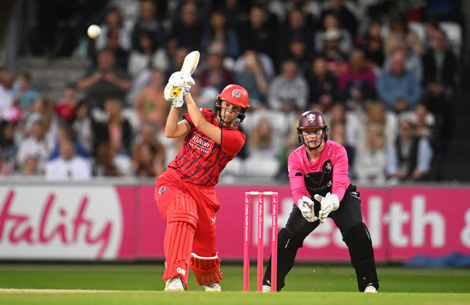 Eve Jones hits down the ground, Somerset vs Lancashire, Women's T20 Blast, Taunton, June 13, 2025