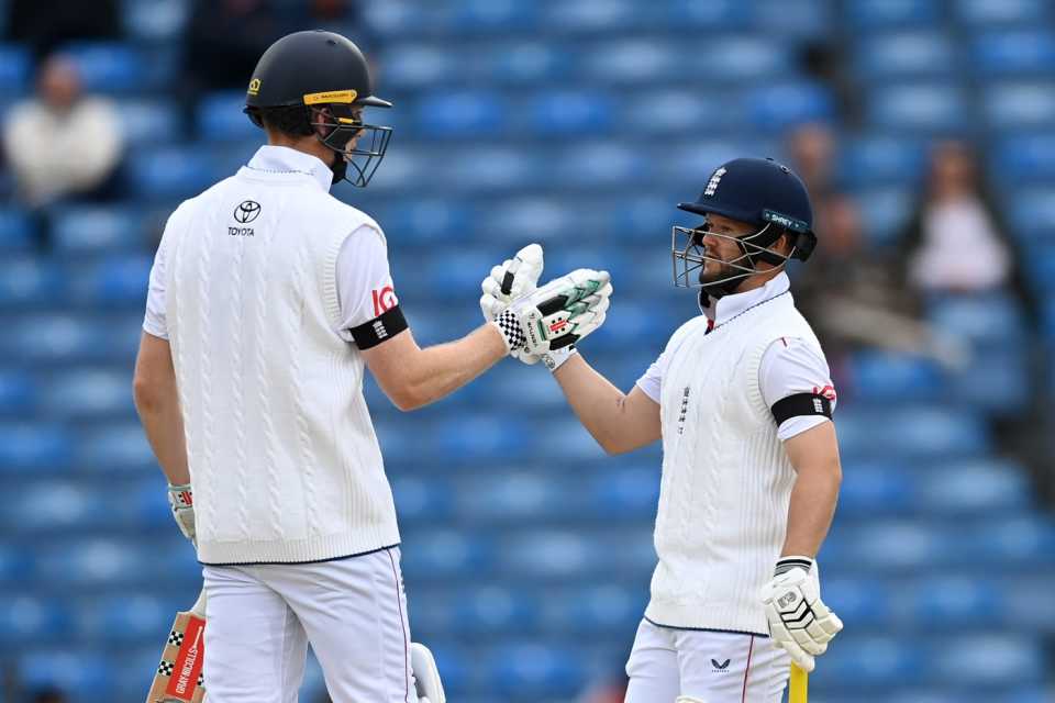 Ben Duckett and Zak Crawley brought up their 50-run stand in the 17th over, England vs India, 1st Test, Leeds, 5th day, June 24, 2025