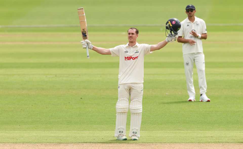 Ben Kellaway takes the applause for his century, Glamorgan vs Gloucestershire, County Championship, Division Two, Cardiff, July 1, 2025
