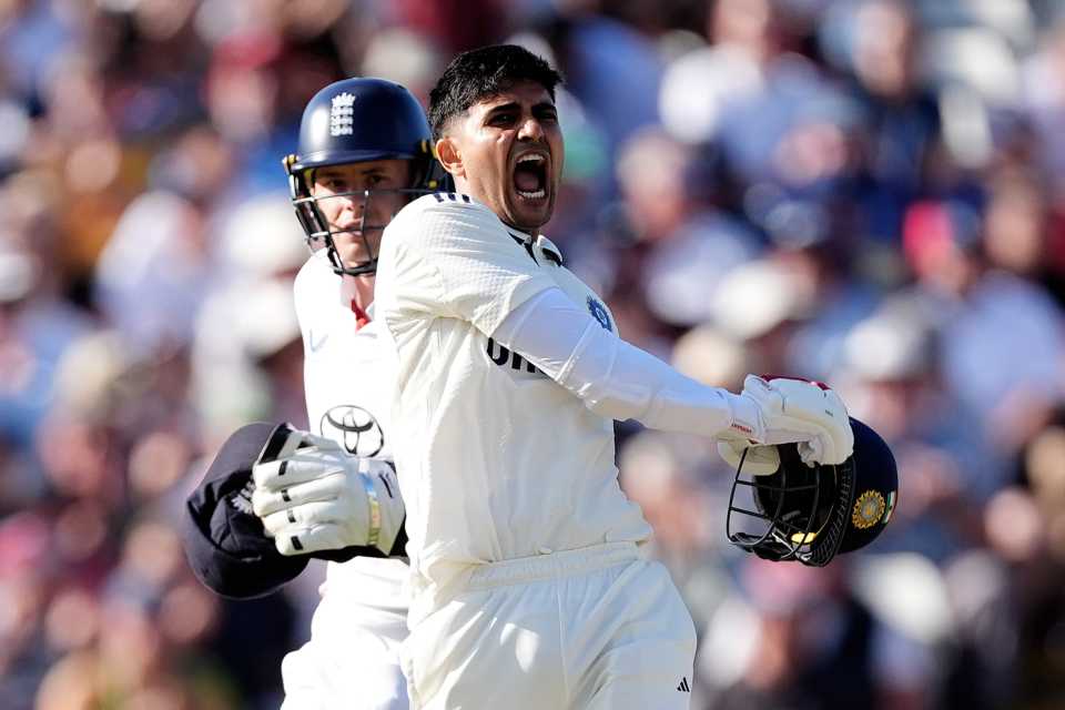 Shubman Gill lets out a roar after reaching his century, England vs India, 2nd Test, Birmingham, Day 2, July 2, 2025