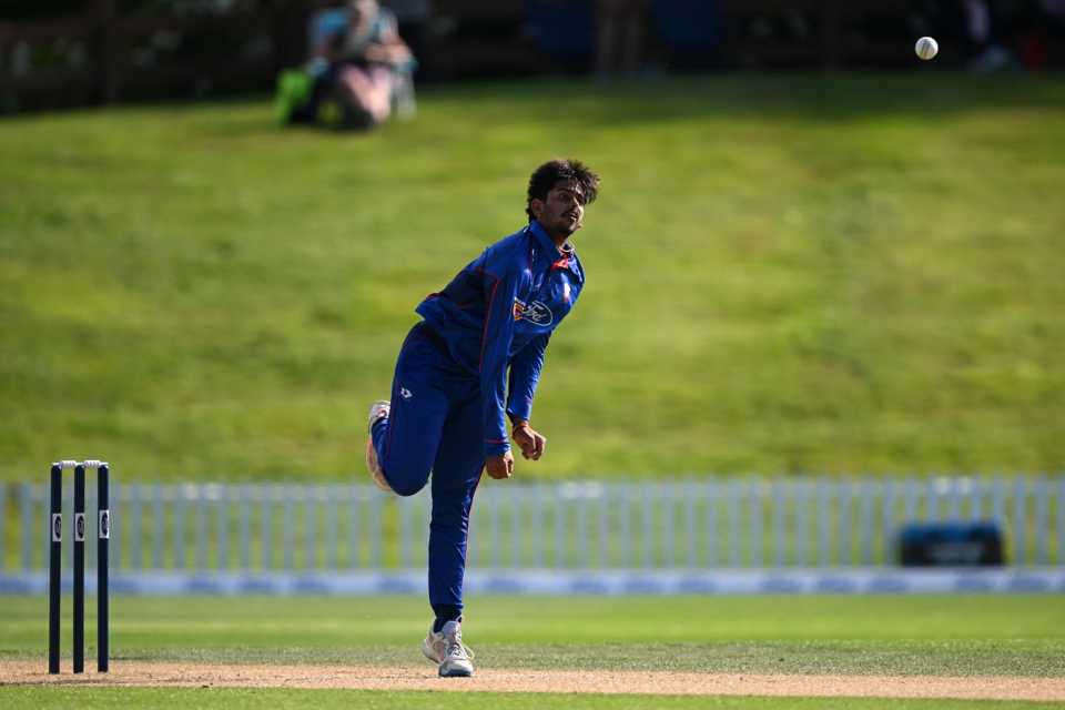 Adithya Ashok in action for Auckland in the Ford Trophy final, Canterbury vs Auckland, final, Ford Trophy, Dunedin, March 2, 2025