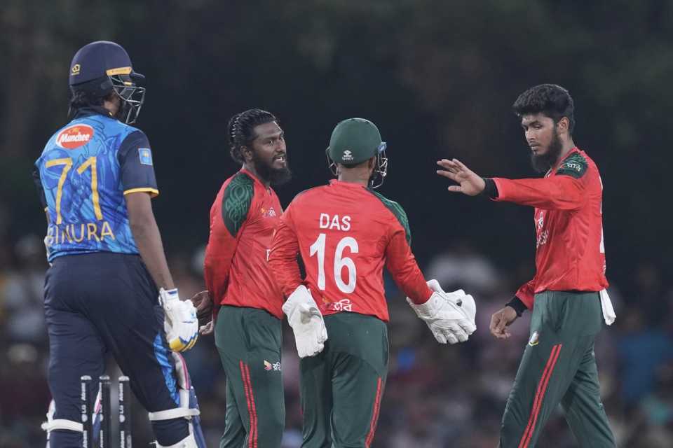 Rishad Hossain was among the wickets for Bangladesh, Sri Lanka vs Bangladesh, 2nd T20I, Dambulla, July 13, 2025