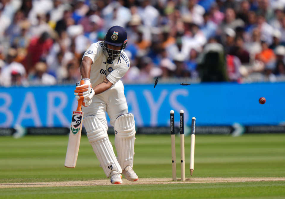 Rishabh Pant lost his off stump on his 12th ball, England vs India, 3rd Test, Lord's, London, Day 5, July 14, 2025