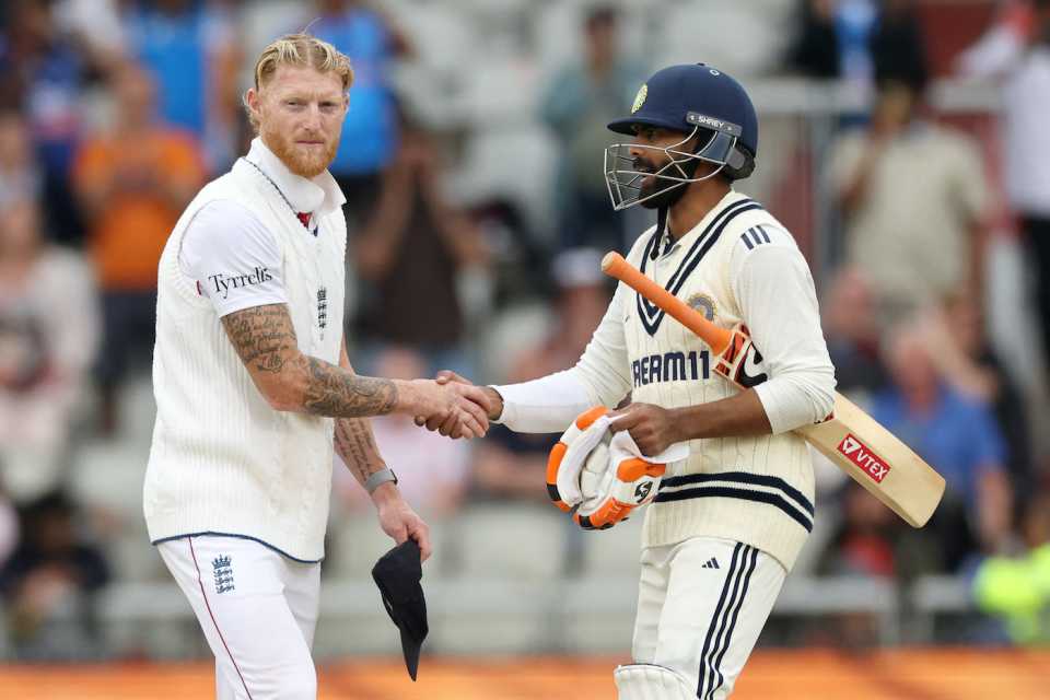 Ben Stokes and Ravindra Jadeja finally shake hands, England vs India, 4th Test, Manchester, 5th day, July 27, 2025