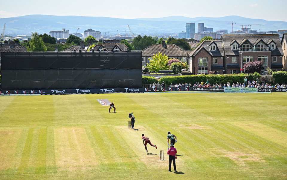 Shamar Joseph bowls to Andrew Balbirnie, Ireland vs West Indies, 1st ODI, Dublin, May 21, 2025
