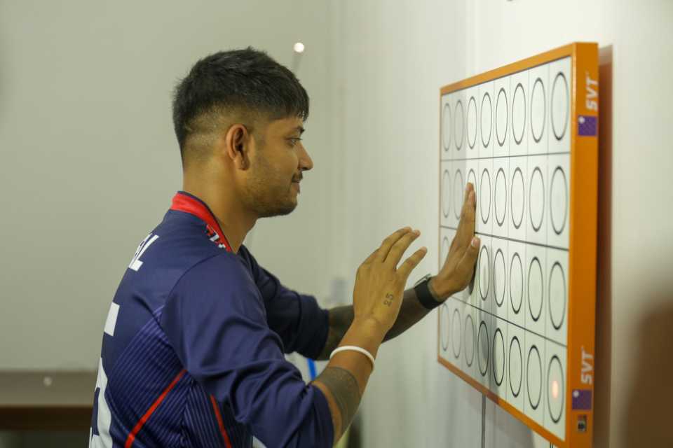 Sandeep Lamichhane during a physical and fitness test