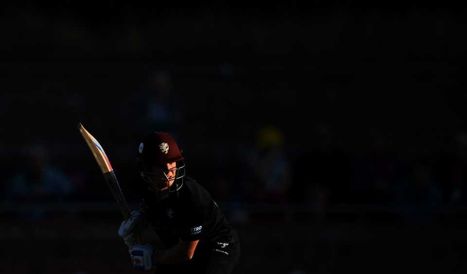 Thomas Rew bats under the floodlights, Somerset vs Durham, Taunton, Metro Bank One Day Cup, August 8, 2025