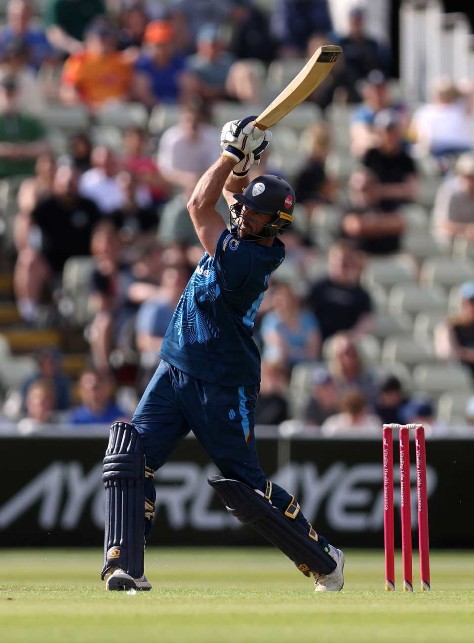 Ross Whiteley smokes one down the ground, Leicestershire vs Derbyshire, Men's Vitality Blast, Edgbaston, June 14, 2025