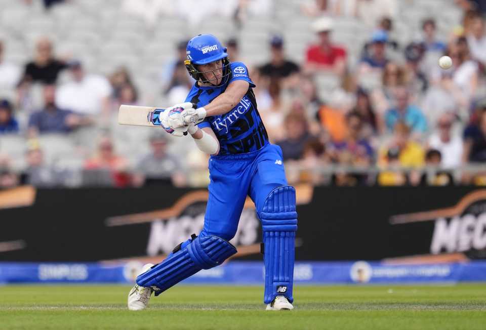 Grace Harris aims a blow leg side, Manchester Originals vs London Spirit, Women's Hundred, Old Trafford, August 11, 2025