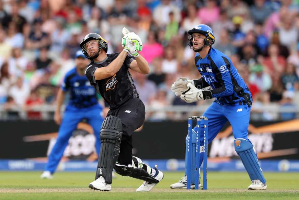 Jos Buttler goes big as Jamie Smith watches on, Manchester Originals vs London Spirit, Emirates Old Trafford, men's Hundred, August 11, 2025