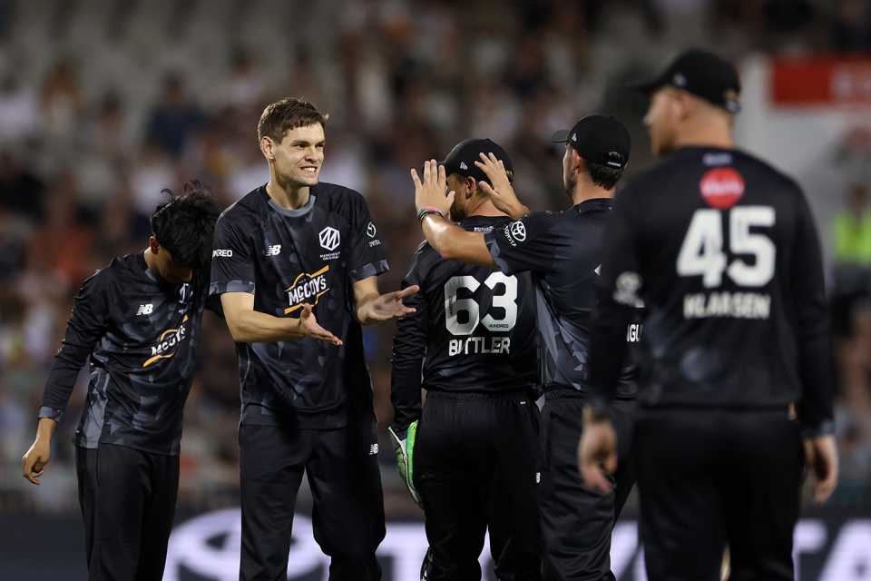 Scott Currie claimed the wicket of Jamie Smith, Manchester Originals vs London Spirit, Emirates Old Trafford, men's Hundred, August 11, 2025