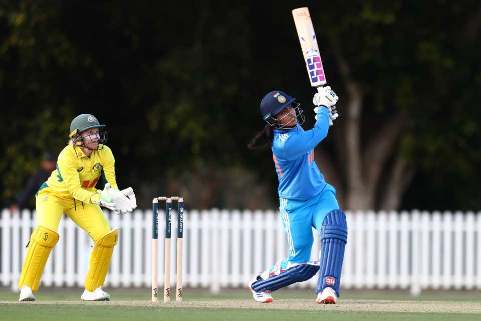 Raghvi Bist saw off the chase, Australia A vs India A, 1st women's one-dayer, Ian Healy Oval, Brisbane, August 13, 2025