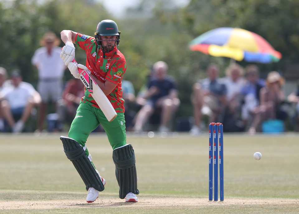 Sol Budinger cuts one away through cover-point, Leicestershire vs Nottinghamshire, Kibworth, Metro Bank One Day Cup, August 13, 2025