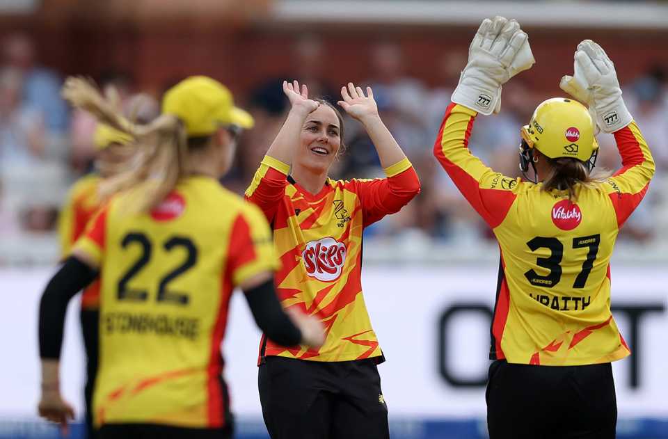 Heather Graham celebrates a breakthrough, London Spirit vs Trent Rockets, Women's Hundred, Lord's, August 14, 2025