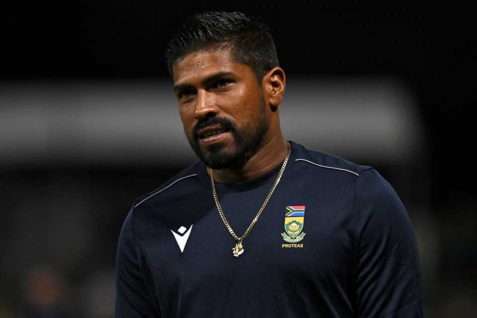 Prenelan Subrayen looks on, Australia vs South Africa, 3rd T20I, Cairns, August 16, 2025