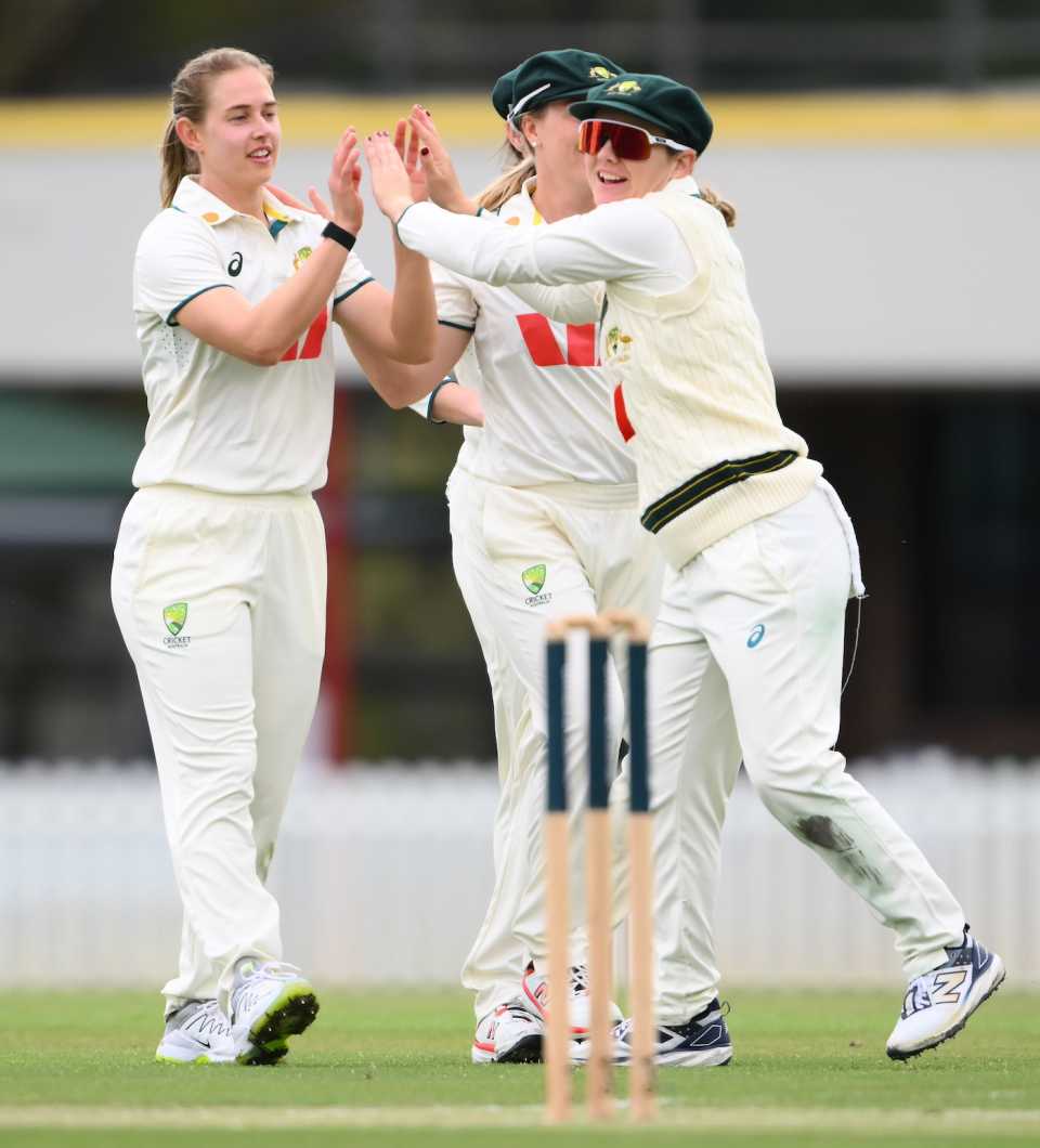 Maitlan Brown got rid of Tanusree Sarkar, Australia A vs India A, Only unofficial Test, Brisbane, 1st day, August 21, 2025