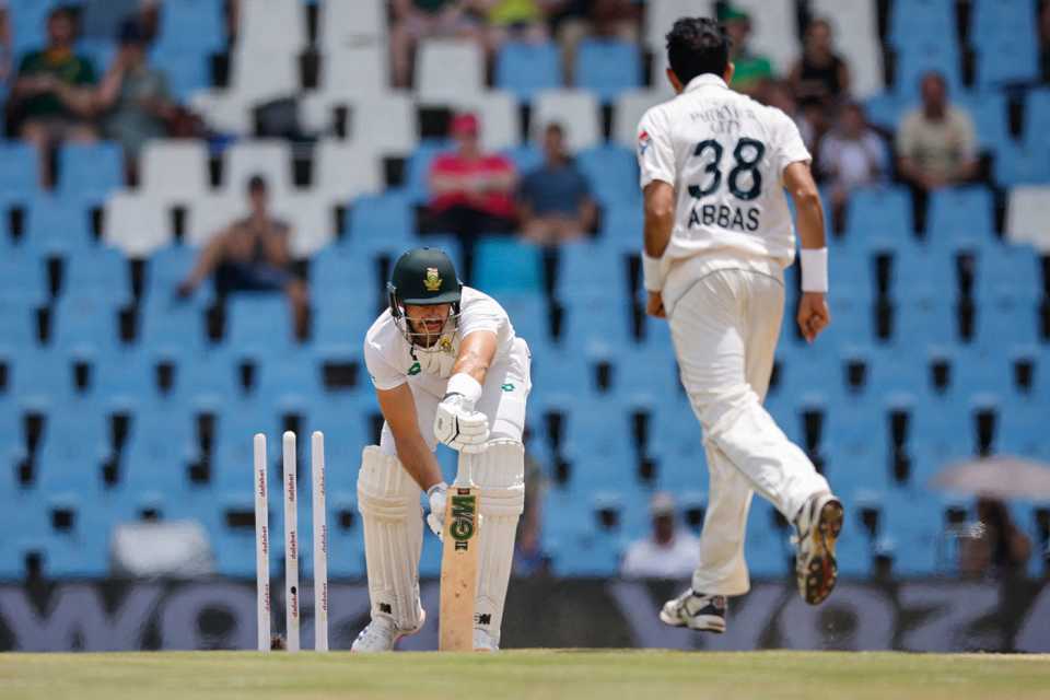 Aiden Markram was knocked over by Mohammad Abbas, South Africa vs Pakistan, 1st Test, fourth day, Centurion, December 29, 2024