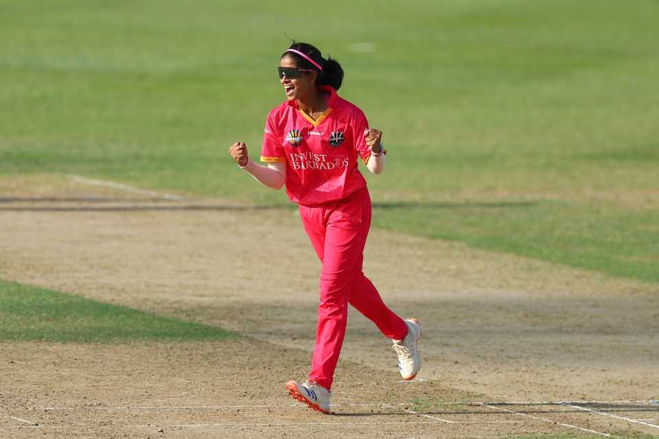 Shreyanka Patil is one of the three Indians at the WCPL 2025, Trinbago Knight Riders vs Barbados Royals, Women's Caribbean Premier League, Guyana, September 10, 2025