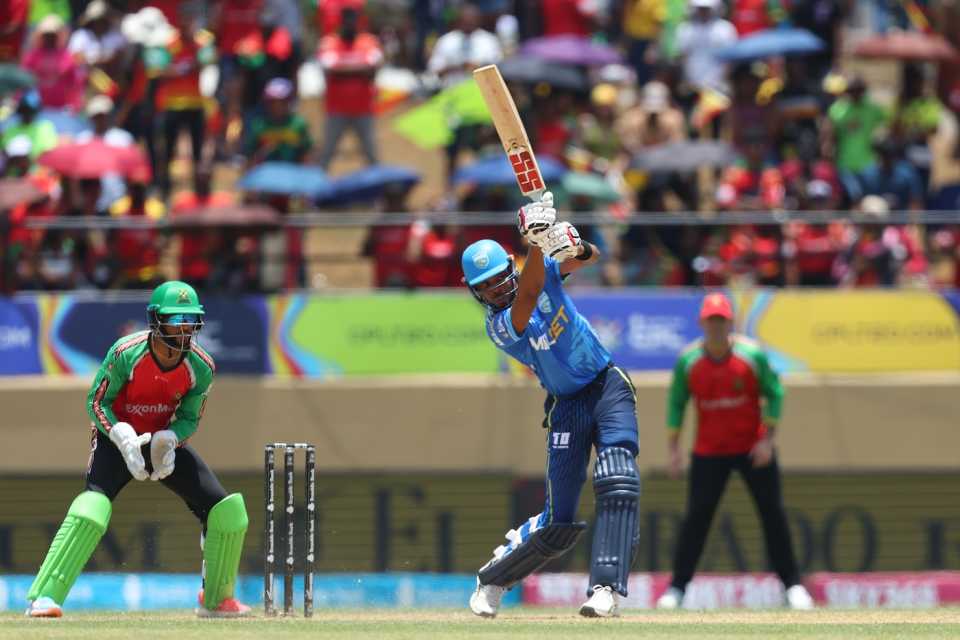 Roston Chase struck a few blows down the ground, Guyana Amazon Warriors vs Trinbago Knight Riders, CPL 2025, Providence, September 13, 2025