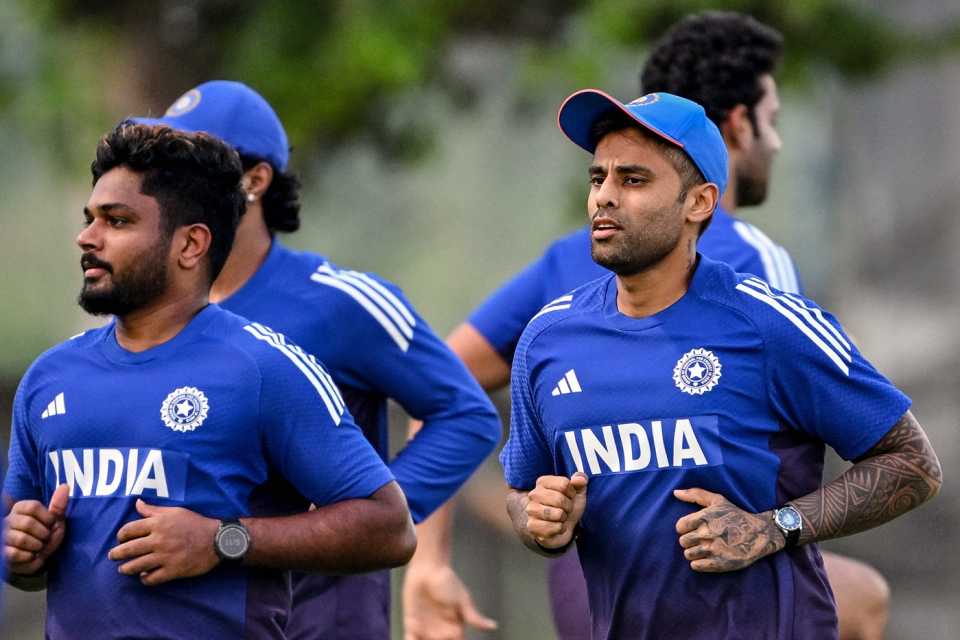 Sanju Samson and Suryakumar Yadav at India's training session, Dubai, September 16, 2025