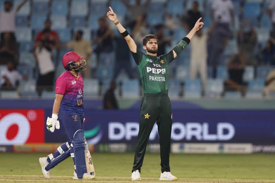 Shaheen Shah Afridi's trademark celebration came out early, UAE vs Pakistan, Men's T20 Asia Cup, Dubai, September 17, 2025