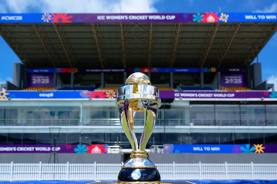 The Women's World Cup in display at the R Premadasa Stadium, Colombo, September 22, 2025 