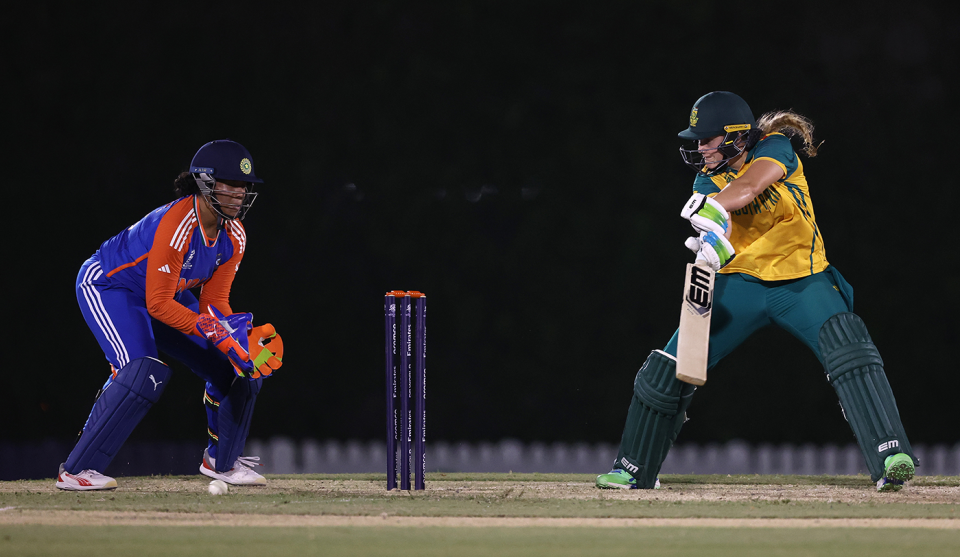 Annerie Dercksen guides one to the off side, India vs South Africa, Women's T20 World Cup, Warm-up, Dubai, October 1, 2024