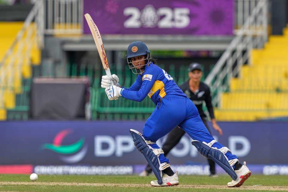 Back at her familiar opening spot, Vishmi Gunaratne was slow to get going, New Zealand vs Sri Lanka, Women's ODI World Cup, Colombo, October 14, 2025