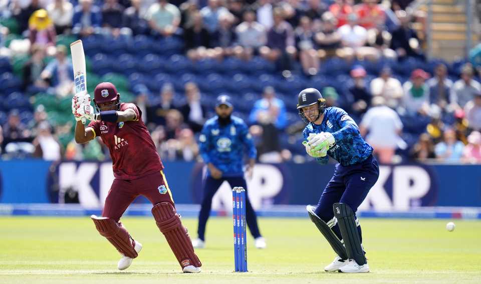 Keacy Carty plays one behind square, England vs West Indies, 2nd ODI, Cardiff, June 1, 2025