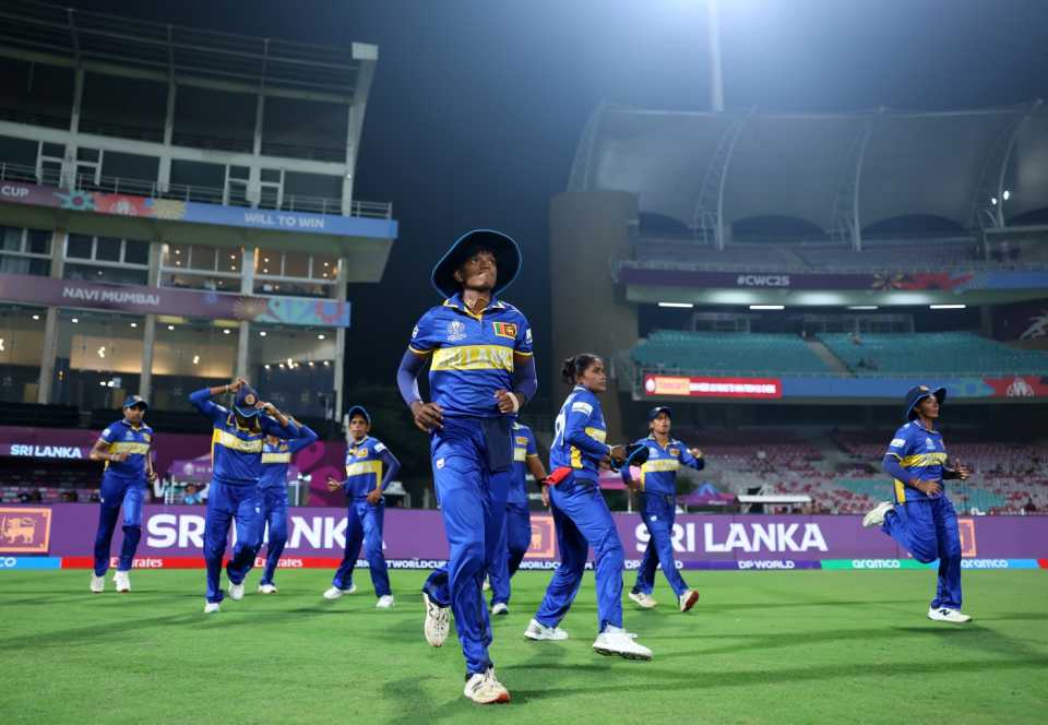 Kavisha Dilhari leads the Sri Lanka players onto the field, Bangladesh vs Sri Lanka, Women's World Cup 2025, Navi Mumbai, October 20, 2025