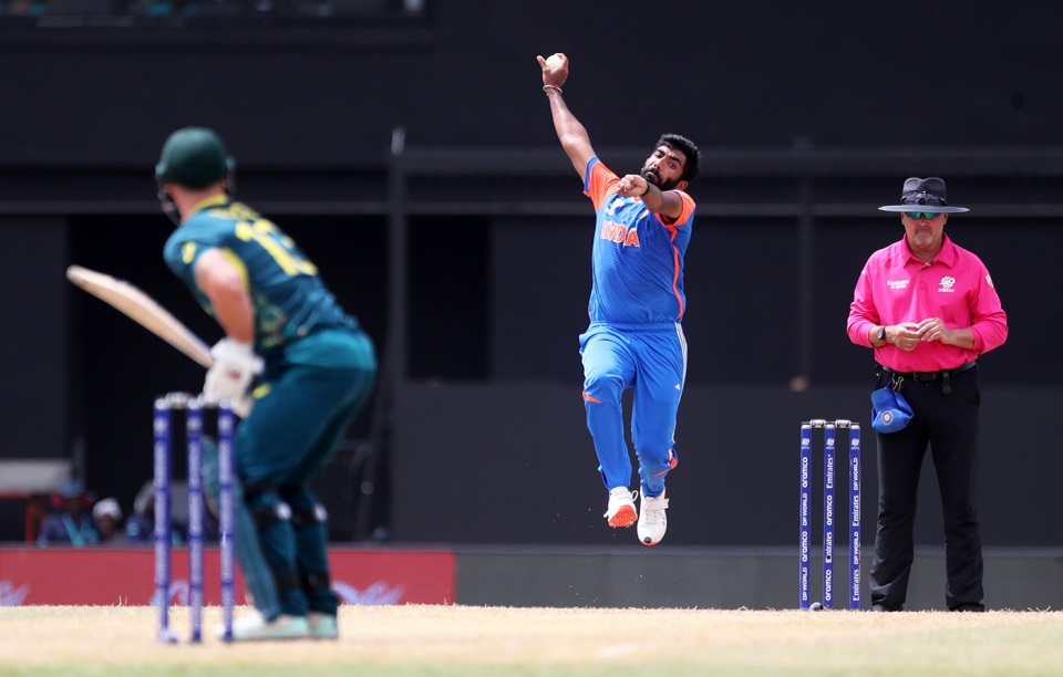 Jasprit Bumrah bowls, Australia vs India, T20 World Cup Super Eight, Gros Islet, June 24, 2024