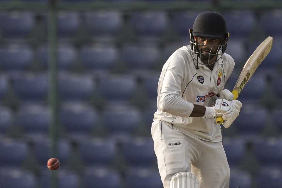 Delhi's Arpit Rana in action, Delhi vs Puducherry, Ranji Trophy 2025-26, 3rd day, Delhi, November 3, 2025