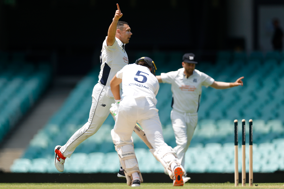 Scott Boland dismissed Sam Konstas again, New South Wales vs Victoria, Sheffield Shield, SCG, November 11, 2025