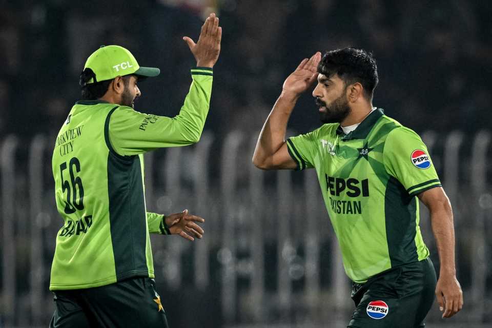 Babar Azam and Haris Rauf celebrate a wicket, Pakistan vs Sri Lanka, 1st ODI, Rawalpindi, November 11, 2025
