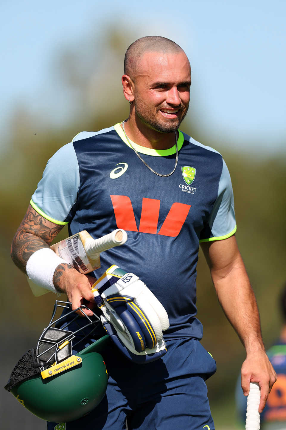Jake Weatherald heads to the nets for the first time in Australia kit, Optus Stadium, November 17, 2025