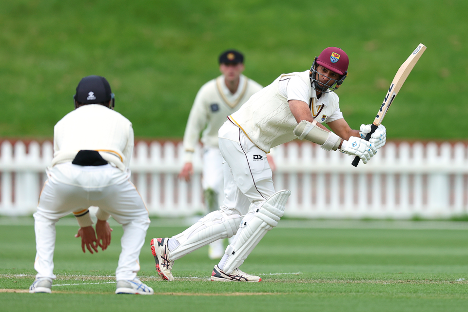 Jeet Raval turns the ball to the leg side, Wellington vs Northern Districts, Plunket Shield, Wellington, 2nd day, November 7, 2023