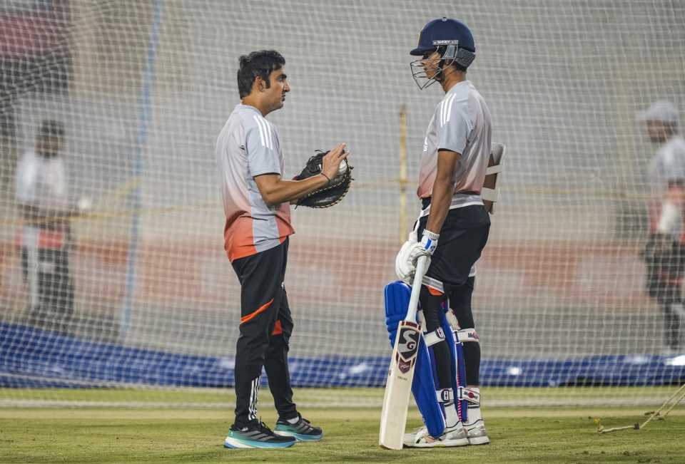 Gautam Gambhir has a word with Yashasvi Jaiswal at the nets, India vs South Africa, Ranchi, November 28, 2025