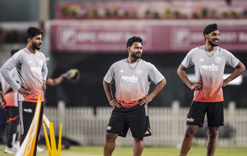 Rishabh Pant, Arshdeep Singh and Nitish Kumar Reddy during India's training session, India vs South Africa, Ranchi, November 28, 2025