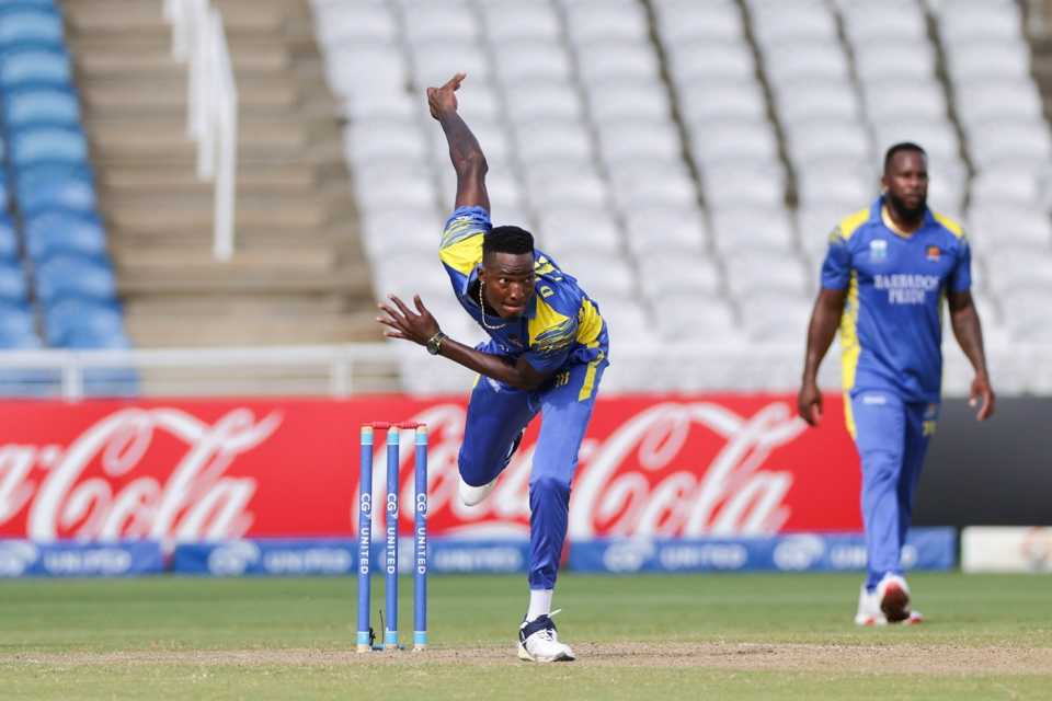 Dominic Drakes in action for Barbados, Trinidad & Tobago vs Barbados, Super50 final, Tarouba, November 29, 2025