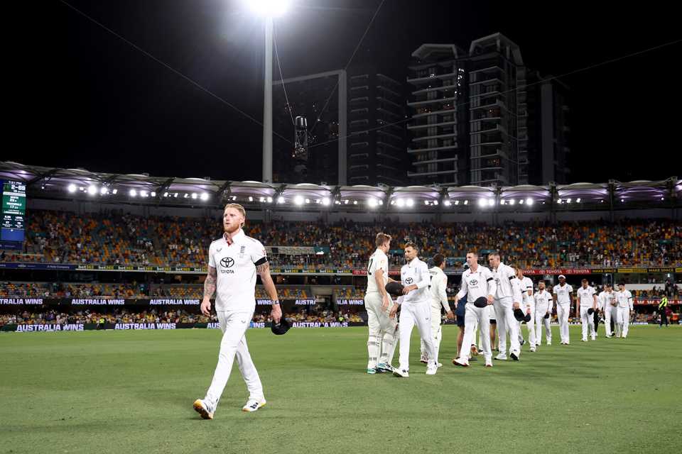 Ben Stokes leads his beaten team from the field, Australia vs England, 2nd Test, Brisbane, 4th day, December 7, 2025