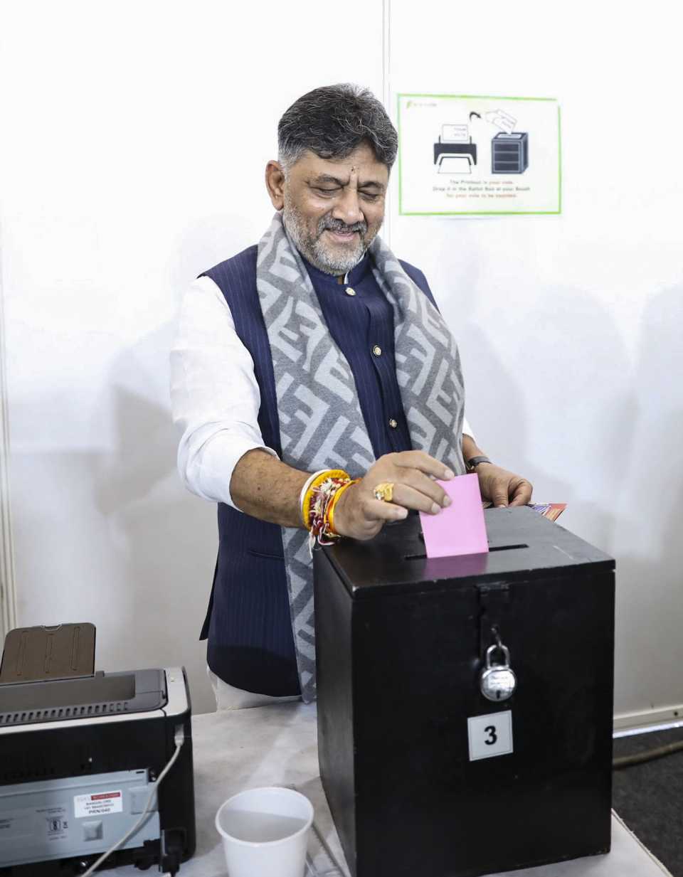 DK Shivakumar casts his vote at the KSCA elections, Bengaluru, December 7, 2025