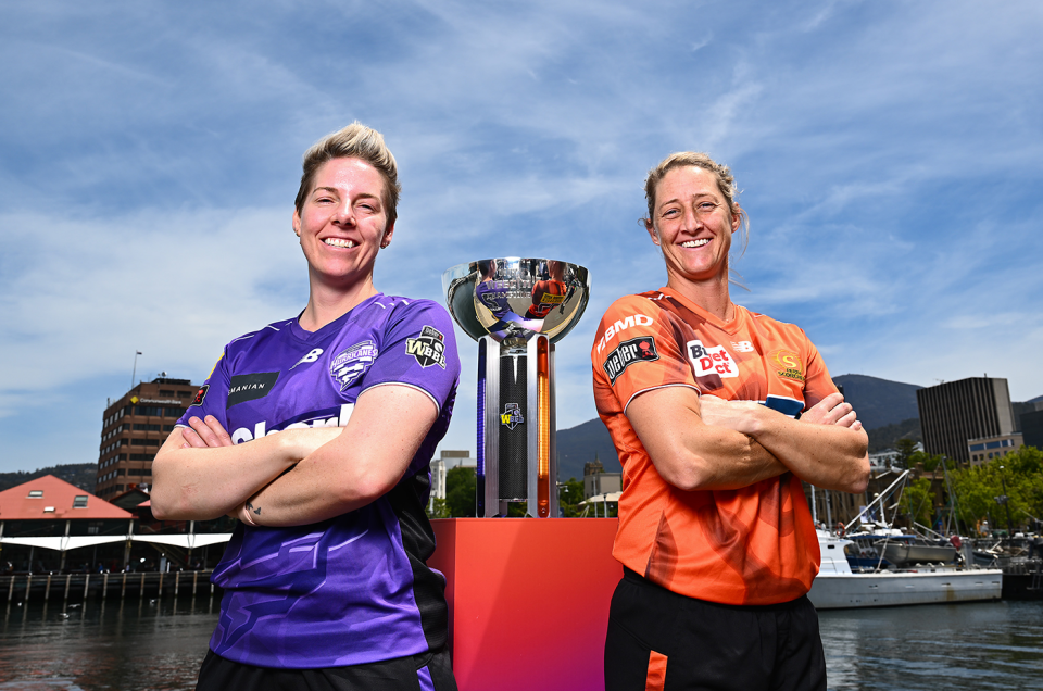 Elyse Villani and Sophie Devine ahead of the WBBL final, Hobart, December 12, 2025