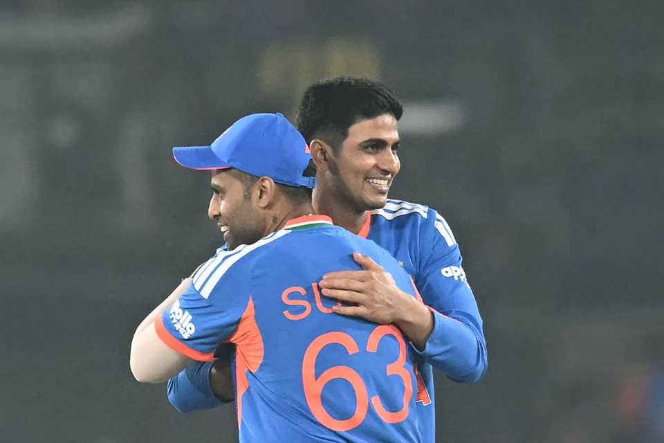Shubman Gill and Suryakumar Yadav celebrate the win, India vs South Africa, 1st T20I, Cuttack, December 9, 2025